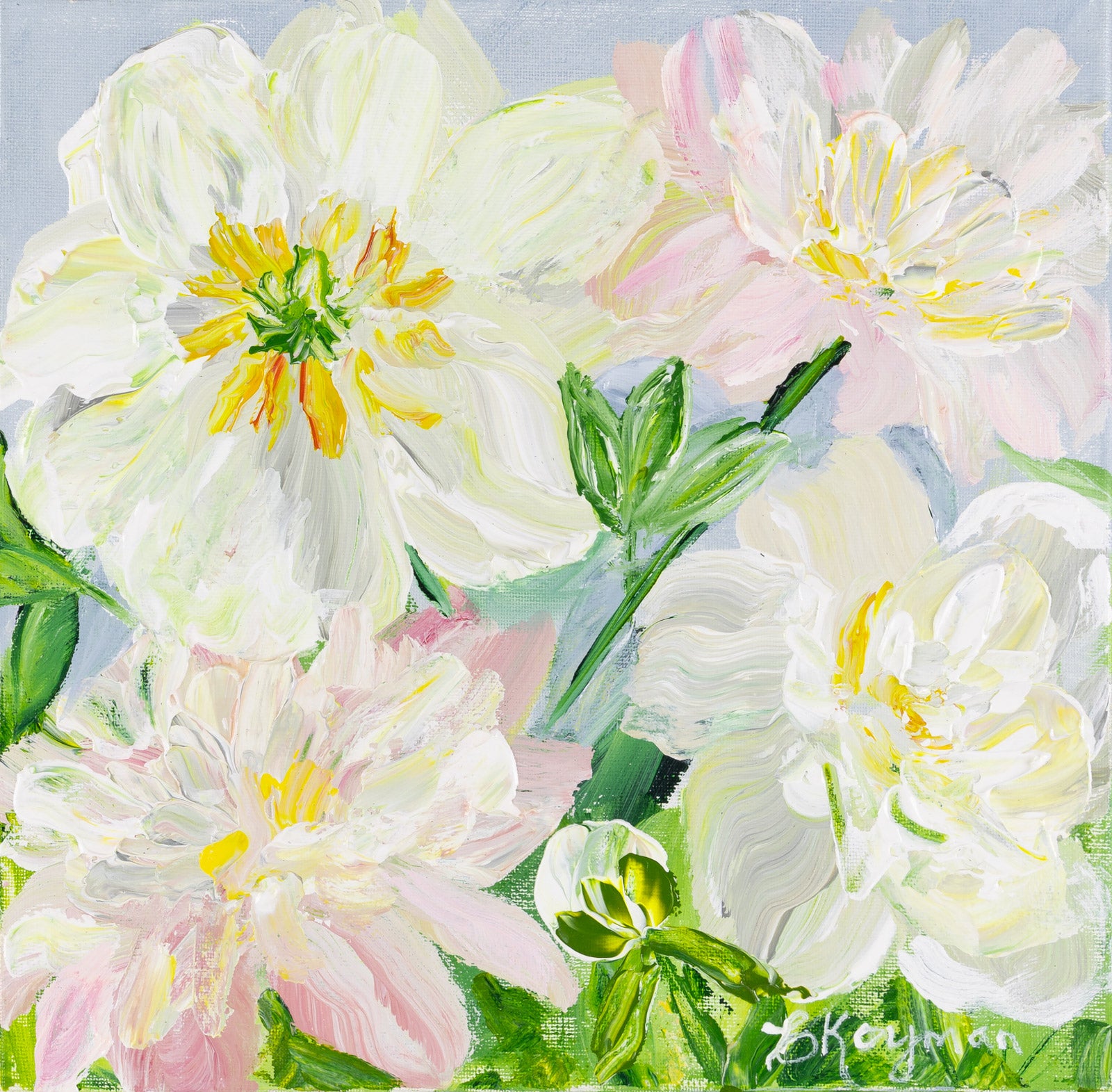 Floral “Joyous” by Caroline Koyman – acrylic on canvas.