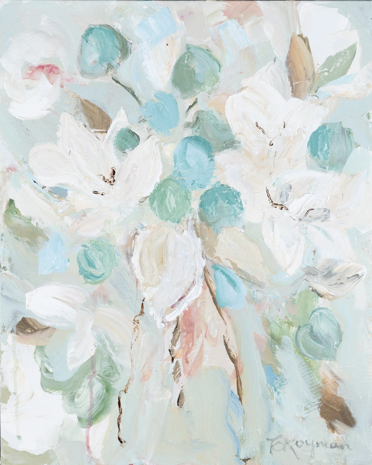 Floral “Eucalyptus” by Caroline Koyman – acrylic on canvas.
