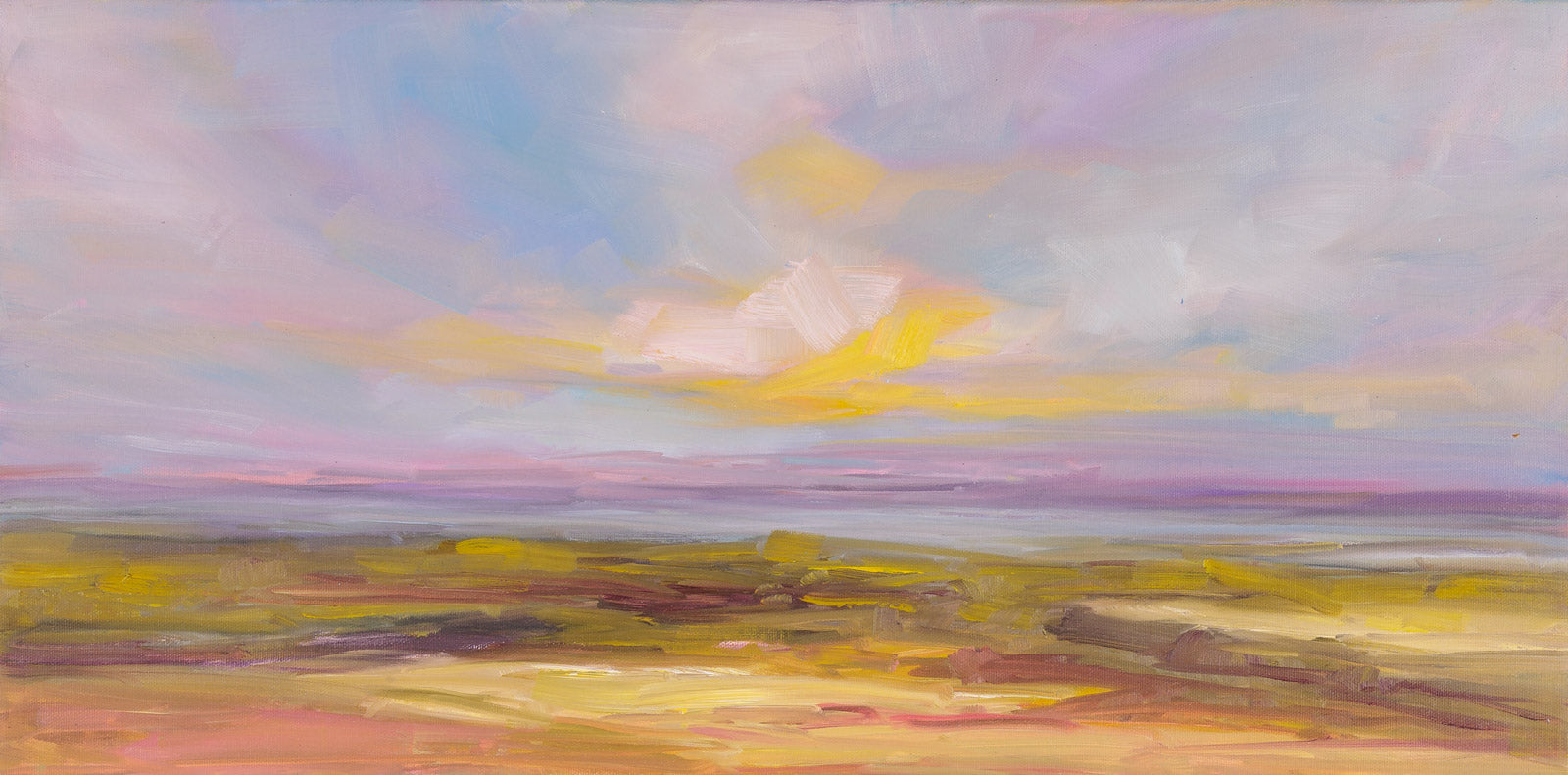 Landscape “All Aglow” by Martha Kokkinos – oil on canvas.