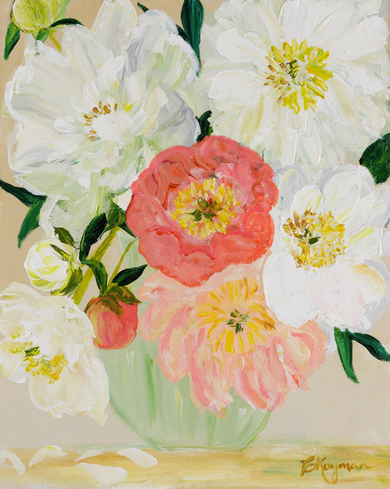 Floral “Cottage Bouquet II” by Caroline Koyman – acrylic on canvas.