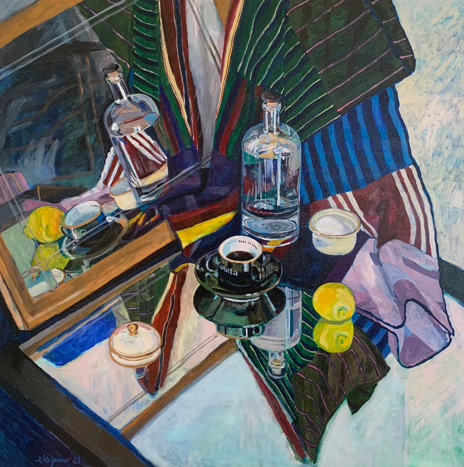 Still-Life “Still Life With Cubita” by Eliza Kozurno – acrylic on canvas.