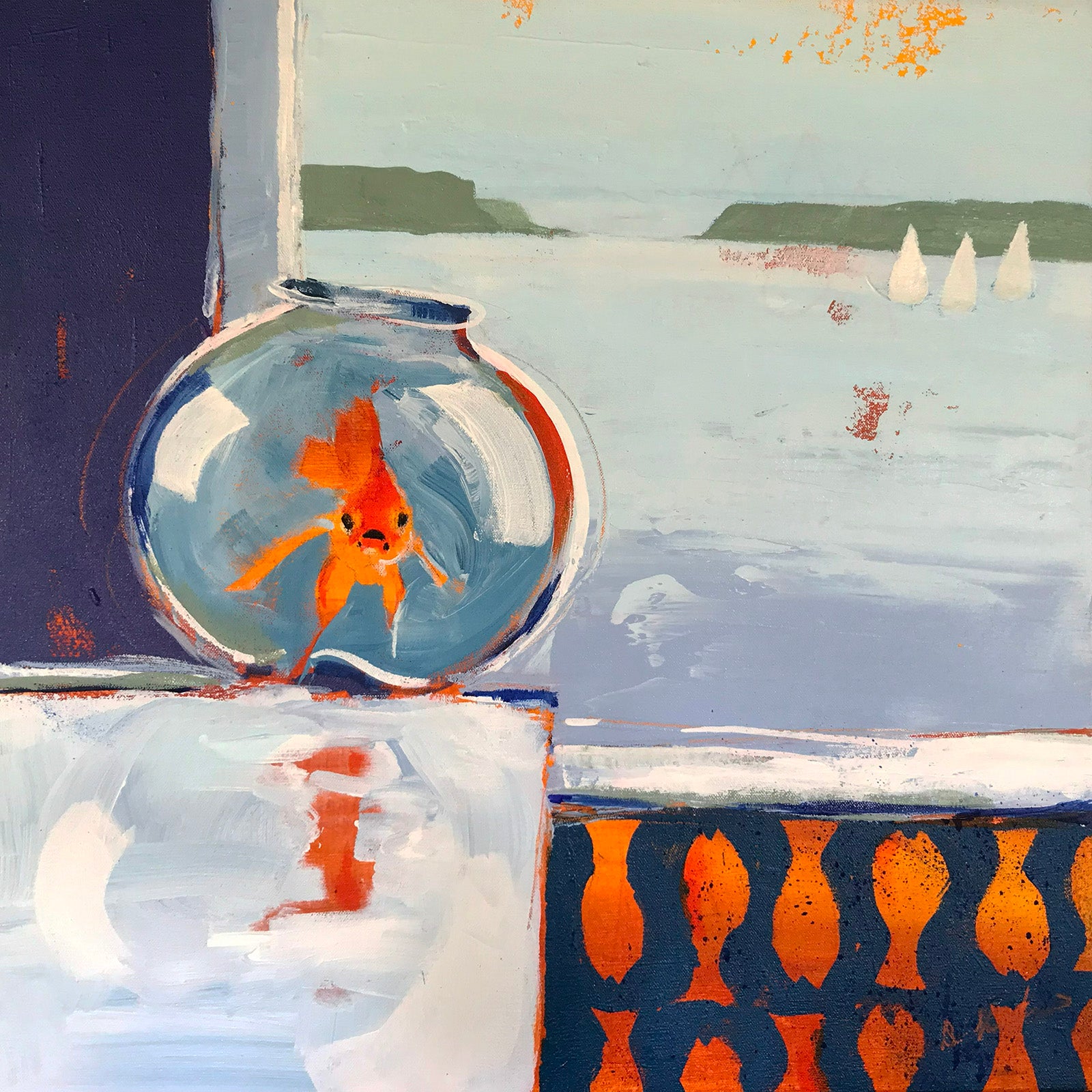 Still-Life “Goldfish” by Debra Krakow – acrylic on canvas.