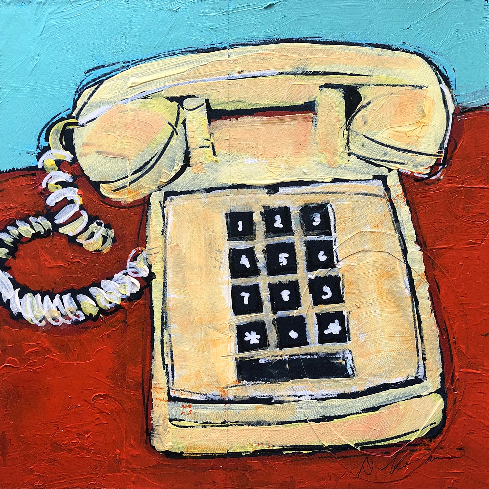 Still-Life “Touch Tone Phone” by Debra Krakow – acrylic on panel.
