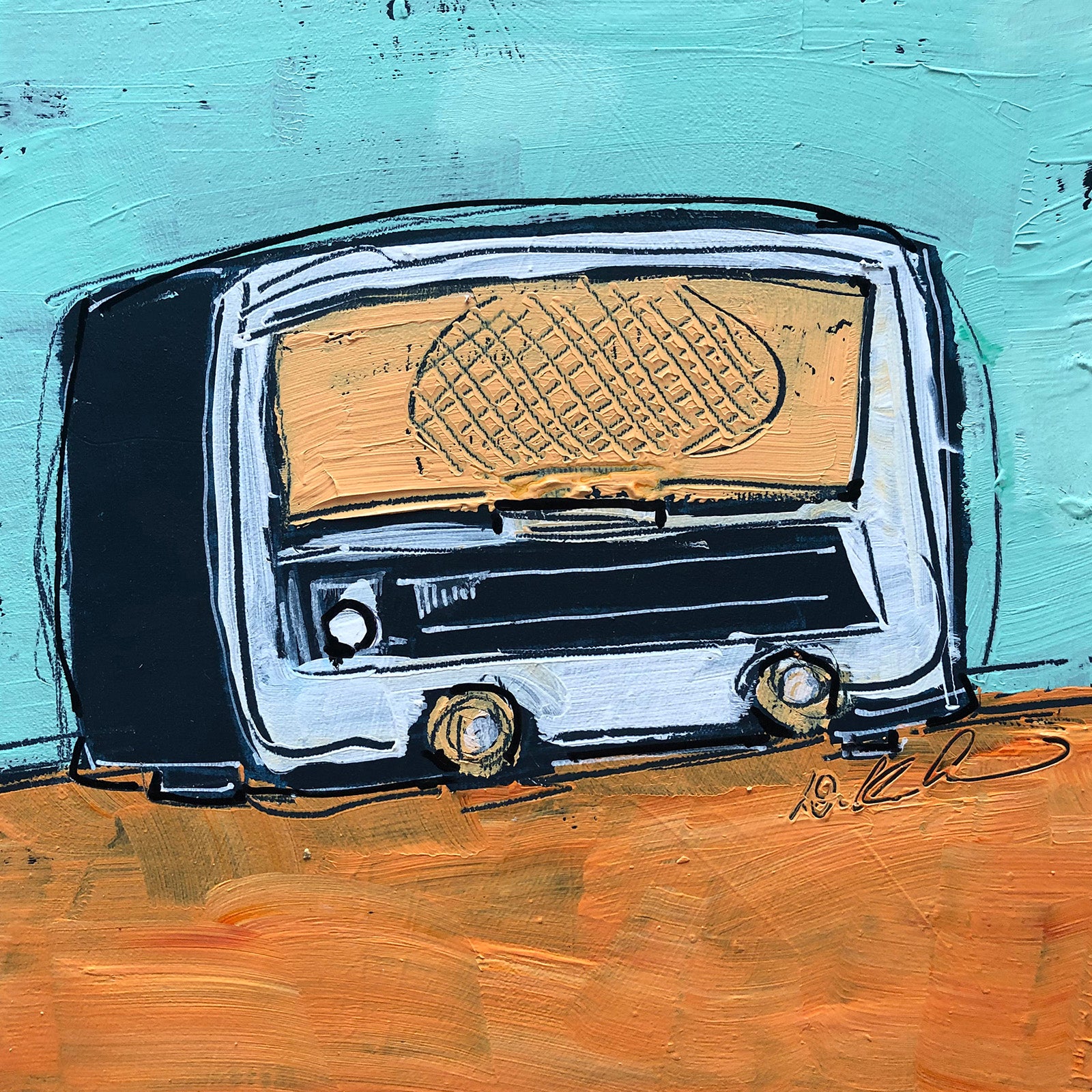 Still-Life “Radio” by Debra Krakow – acrylic on panel.