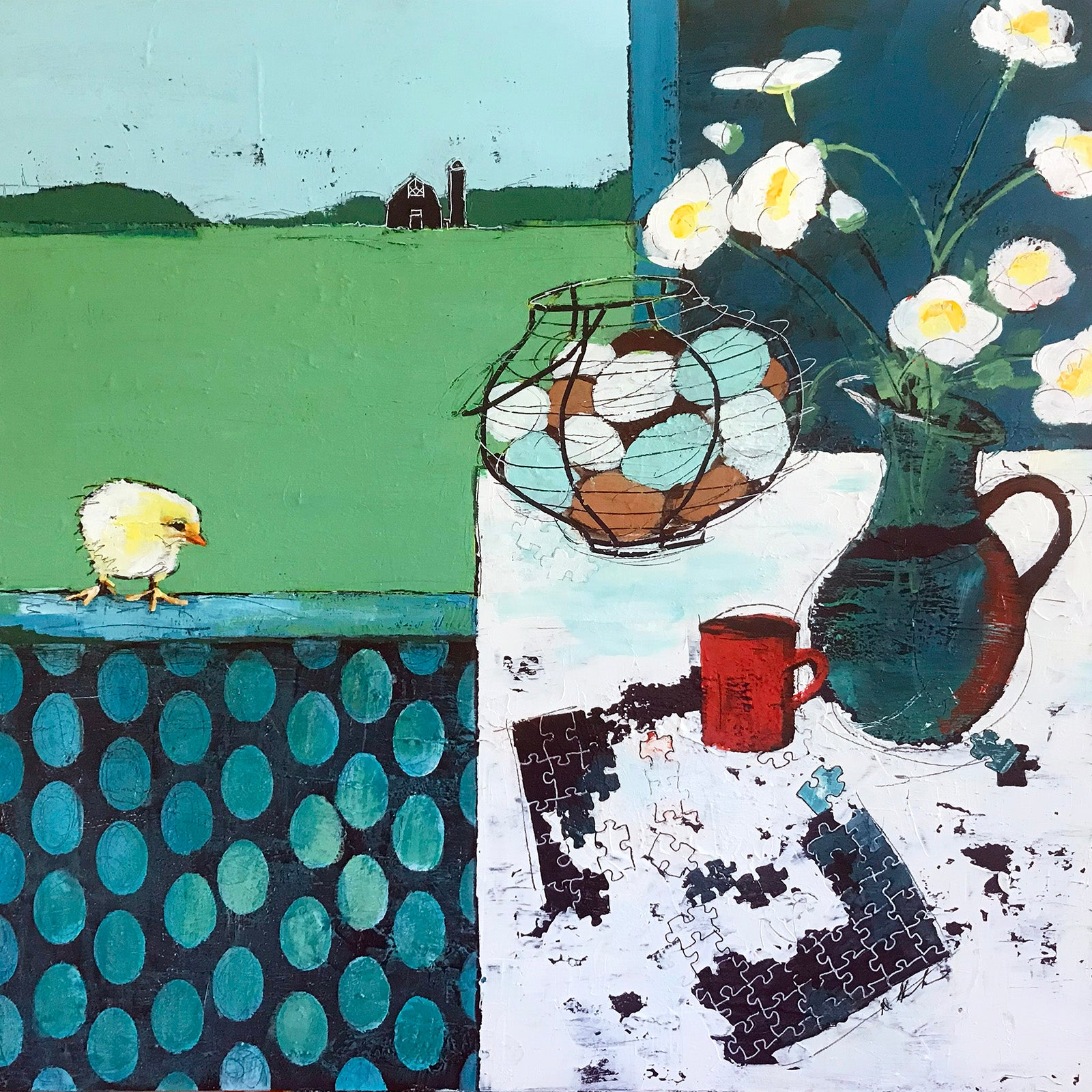 Interiors “Day One” by Debra Krakow – acrylic on canvas.