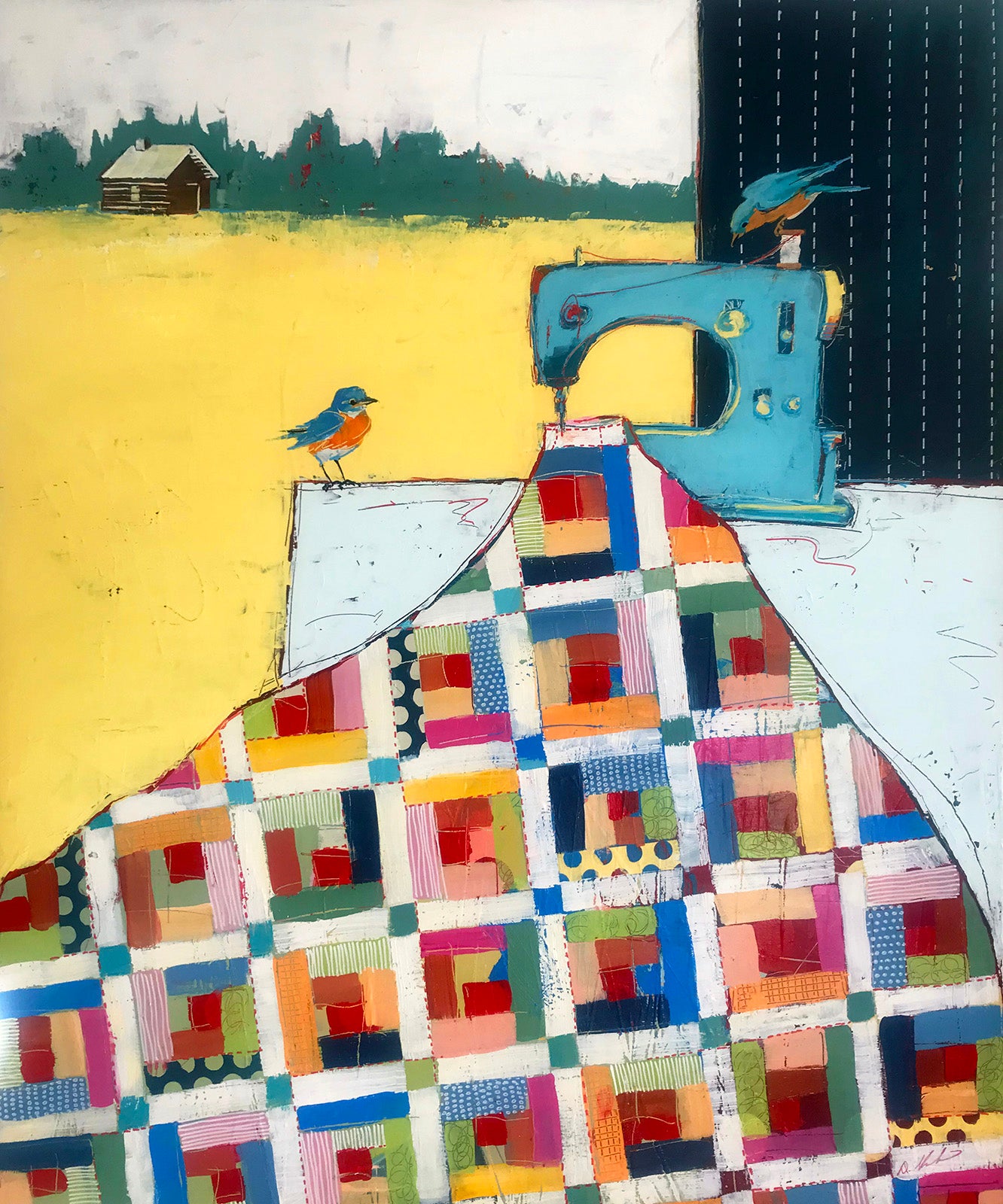 Still-Life “Log Cabin” by Debra Krakow – acrylic on canvas.