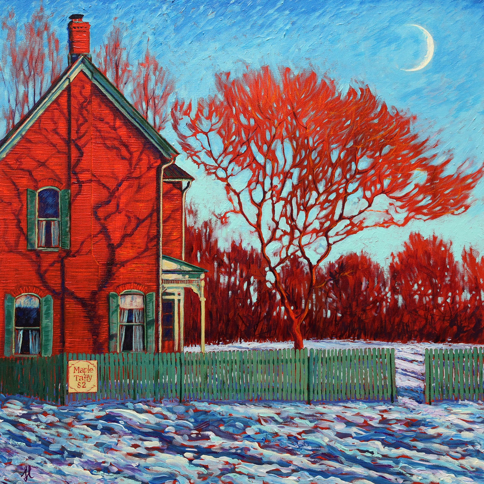 Landscape “Maple Taffy, $2” by Anna Kutishcheva – acrylic on canvas.