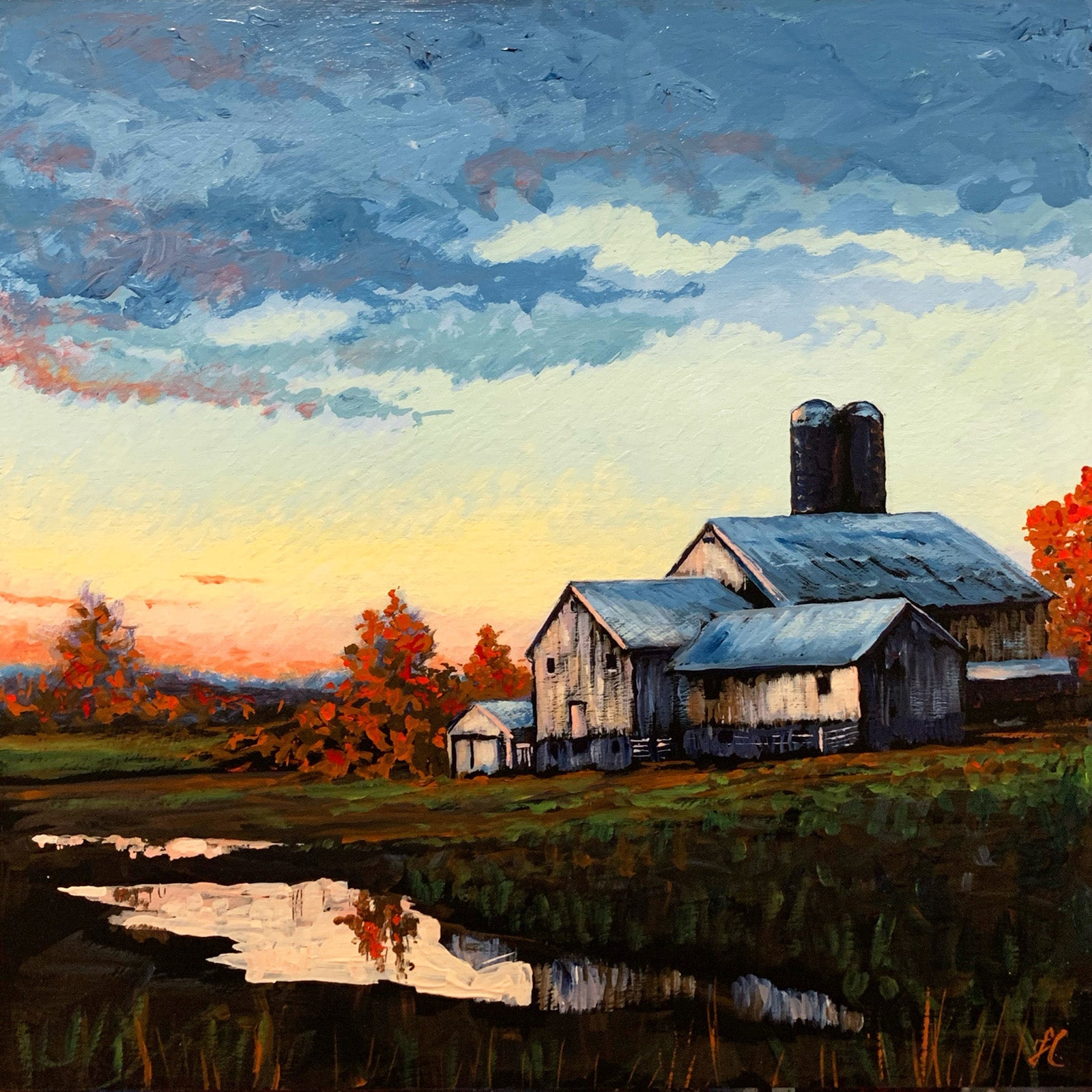 Landscape “November Ponds” by Anna Kutishcheva – acrylic on canvas.