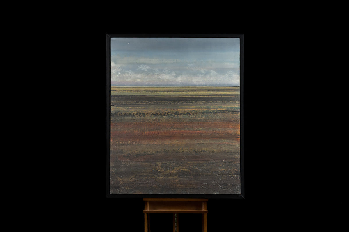 Ken Vincent, "Abstract Landscape 5," acrylic on panel, 51 x 42 in, landscape painting with prairie, framed