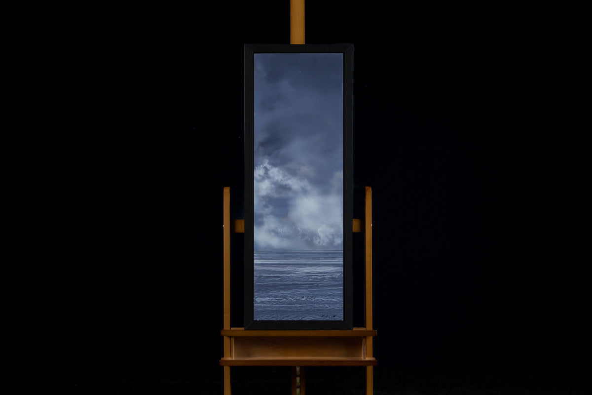 Ken Vincent, "Ocean 9," acrylic on panel, 36 x 12 in, seascape painting with sea, framed