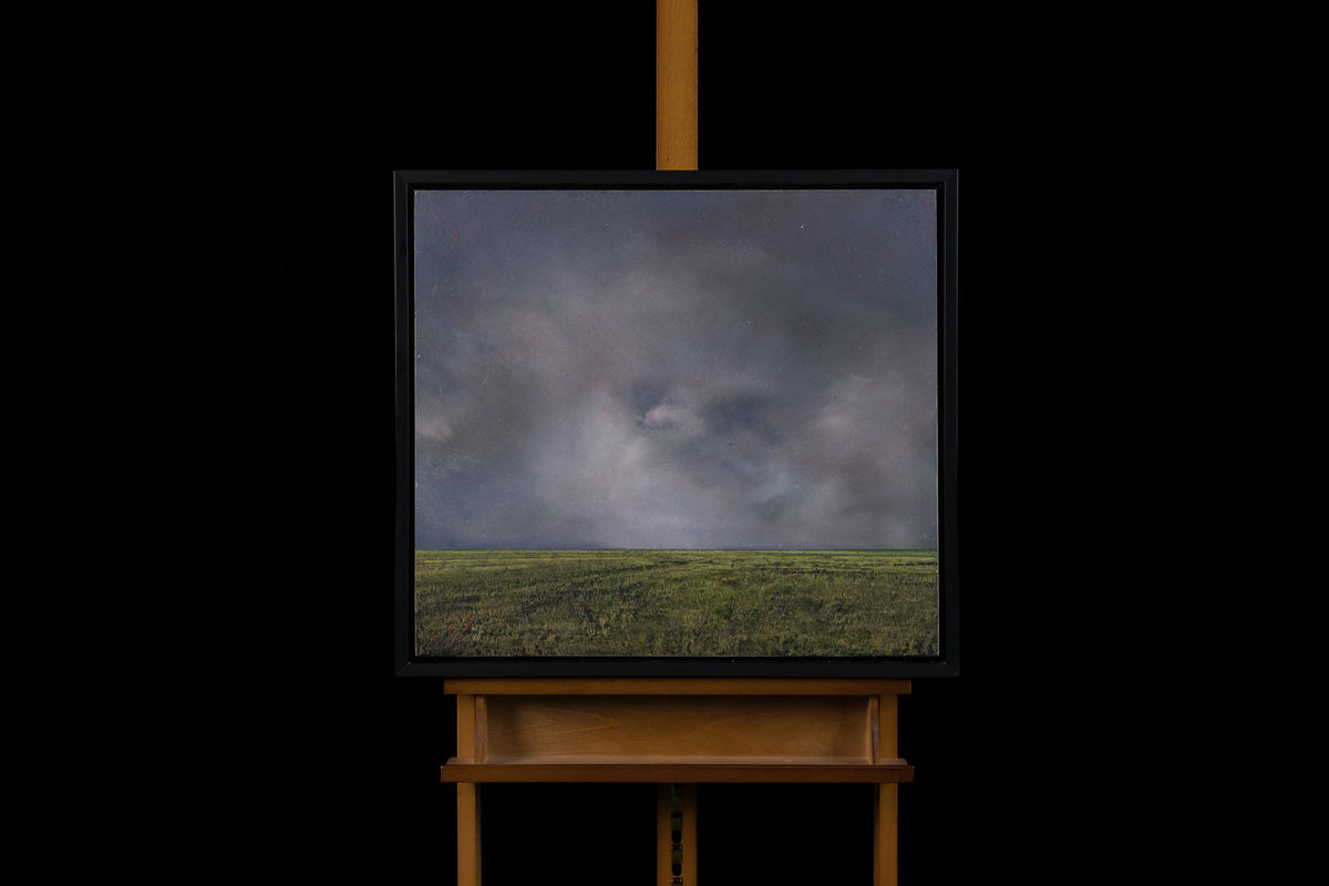 Ken Vincent, "Prairie Landscape 05," oil on board, 21 x 23.5 in, landscape painting with prairie, framed