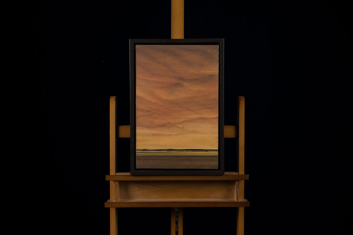 Ken Vincent, "Red Sky Landscape," acrylic on panel, 18 x 12 in, landscape painting, framed