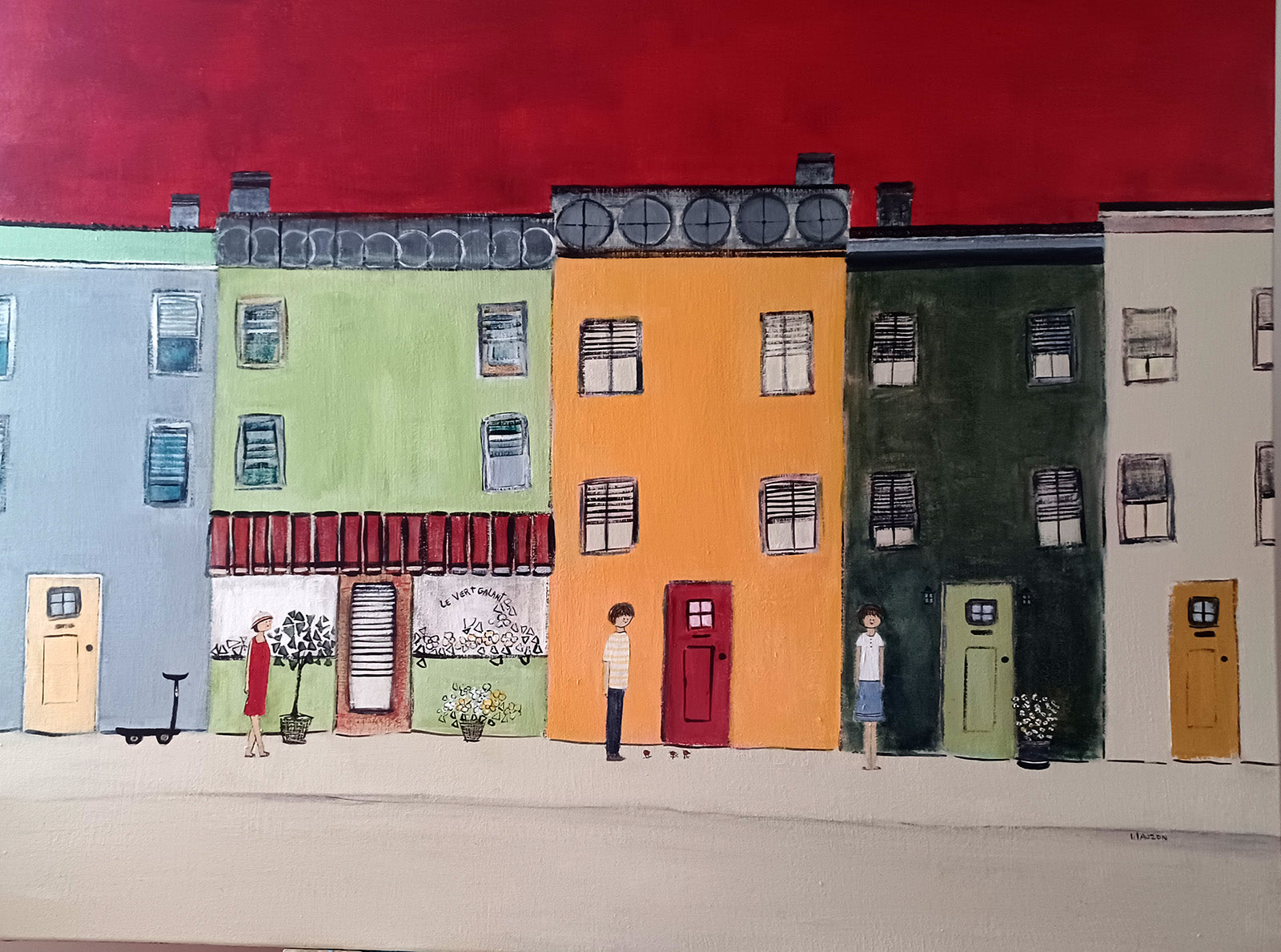 Cityscape “Le Vert Galant” by Louise Lauzon – acrylic on canvas.