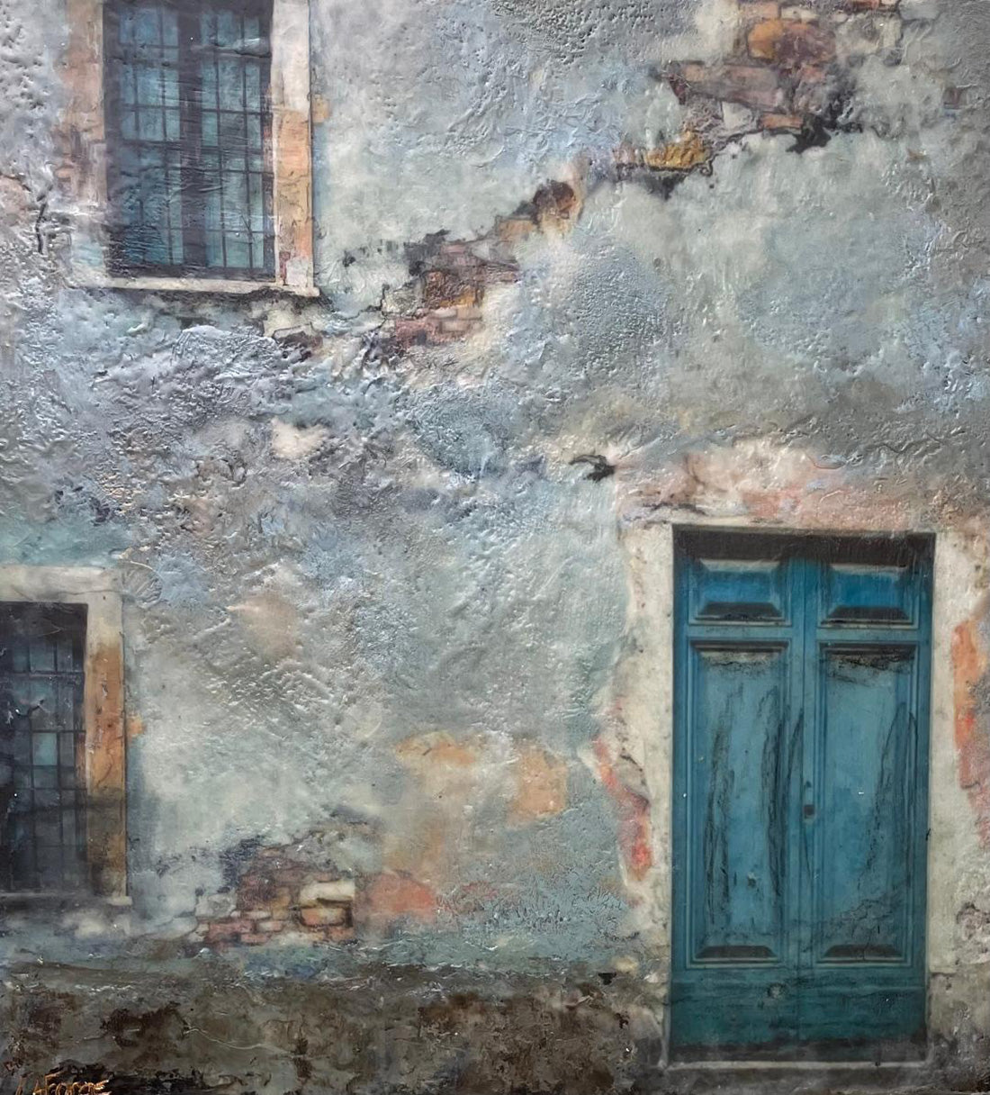 Architecture “Ancient Walls II” by Lee Anne LaForge – encaustic on panel.