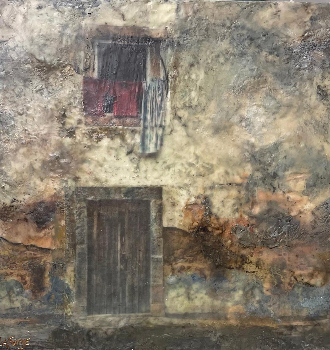 Architecture “Ancient Walls IV” by Lee Anne LaForge – encaustic on panel.