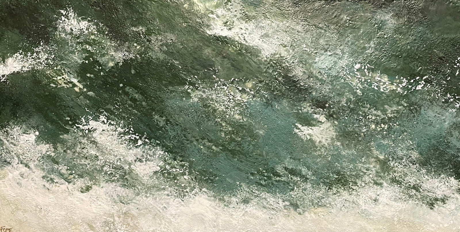 Seascape & Water “Coastal Waters III” by Lee Anne LaForge – encaustic on panel.
