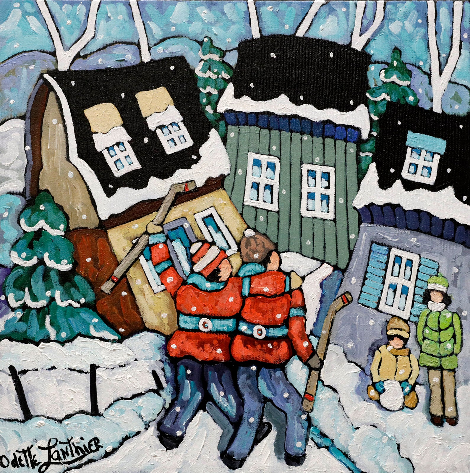 Sports “Les Heros” by Odette Lanthier – oil on canvas.