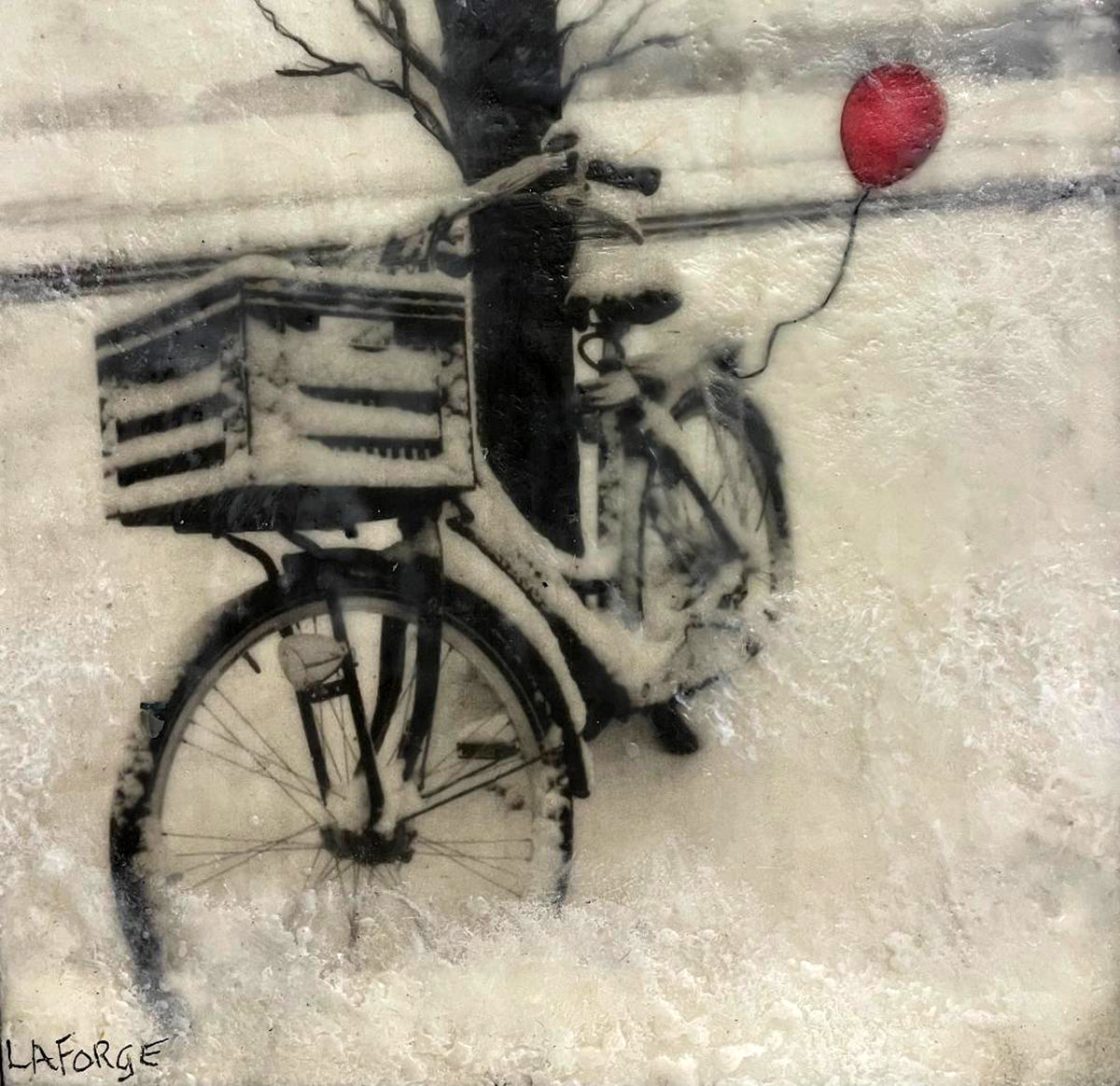 Still-Life “Winter Ride” by Lee Anne LaForge – encaustic on panel.