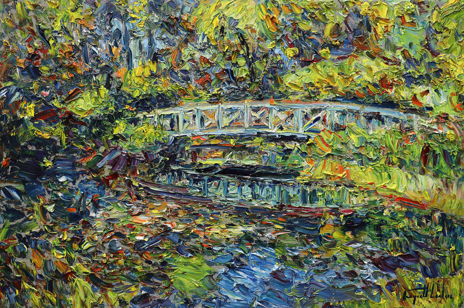 Landscape “Le Pont, Parc De Bois De Coulonge” by Raynald Leclerc – oil on canvas.