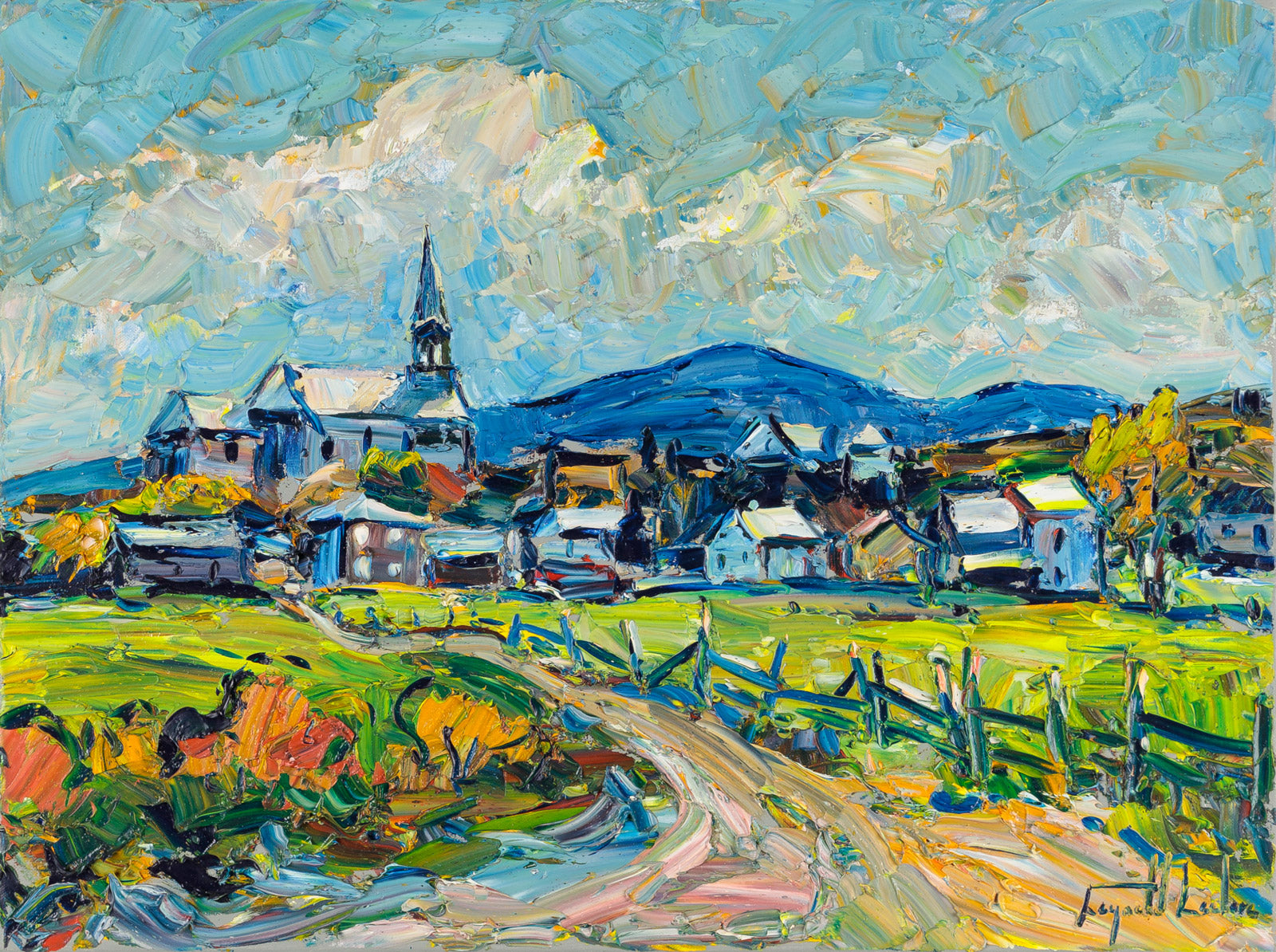 Landscape “St. Hilarion, Charlevoix” by Raynald Leclerc – oil on canvas.