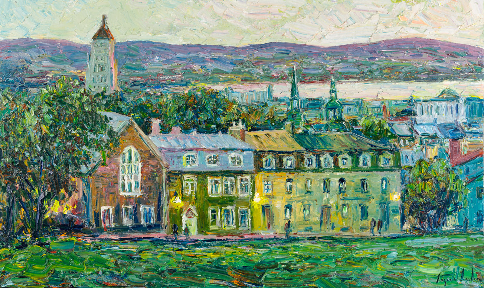 Landscape “Lueur Du Matin, Rue Denis” by Raynald Leclerc – oil on canvas.