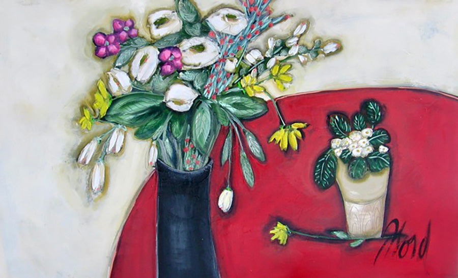 Floral “A Deux C'est Mieux” by Josee Lord – acrylic on canvas.