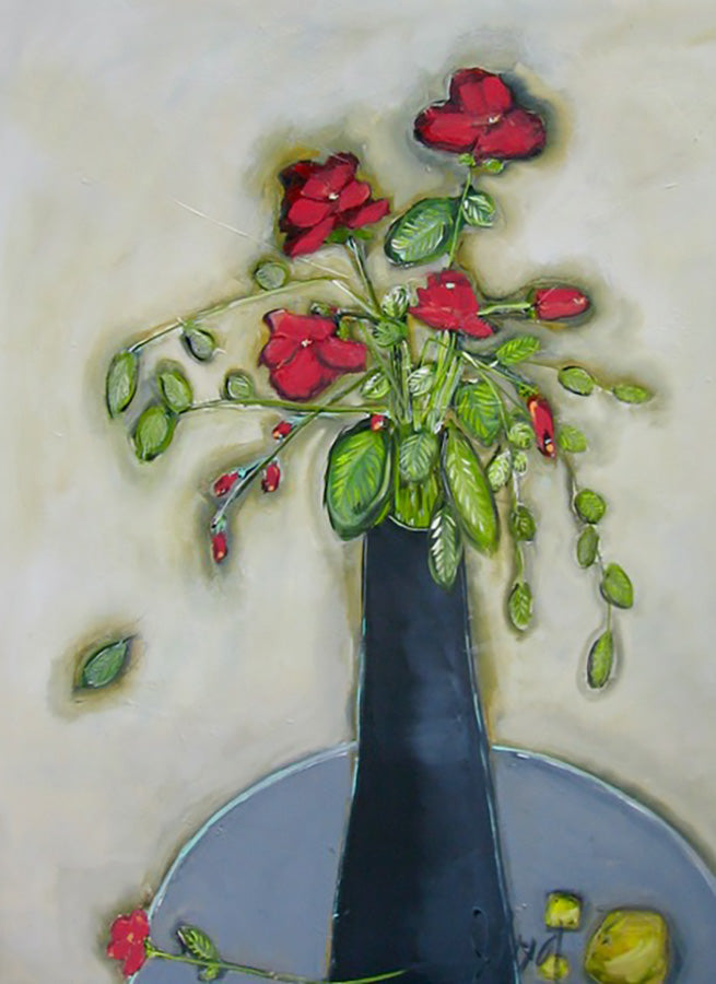 Floral “Flowers & It Leaves” by Josee Lord – acrylic on canvas.