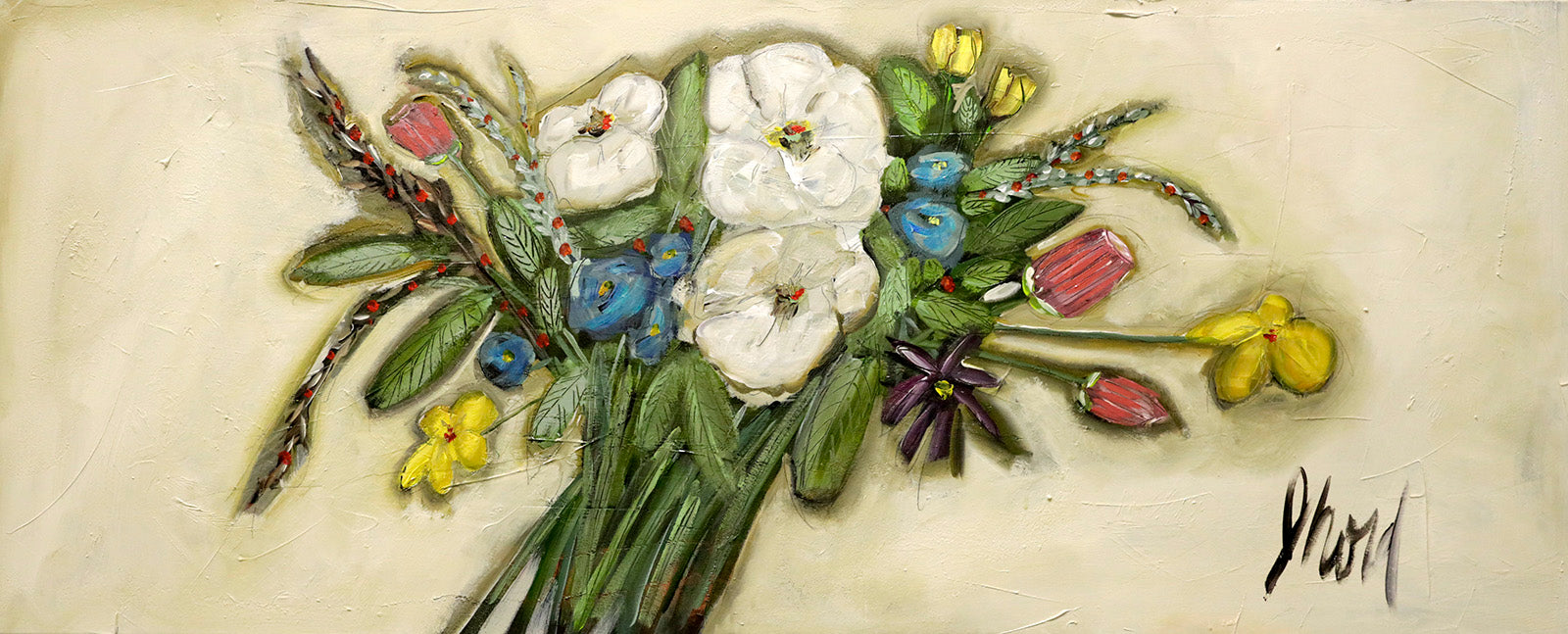 Floral “L'Horizon” by Josee Lord – acrylic on canvas.