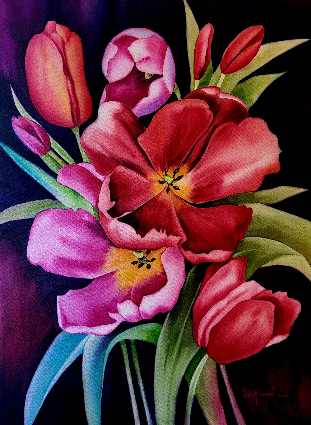 Floral “Conviviality” by Janick Lorion – watercolour on paper.
