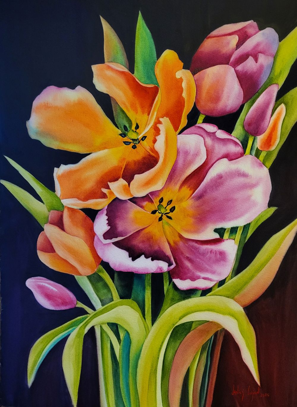 Floral “Joy” by Janick Lorion – watercolour on paper.