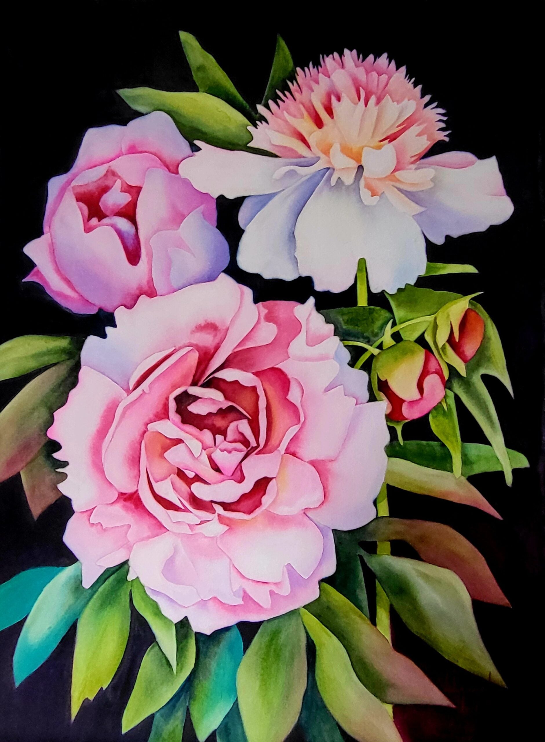 Floral “Grace” by Janick Lorion – watercolour on paper.