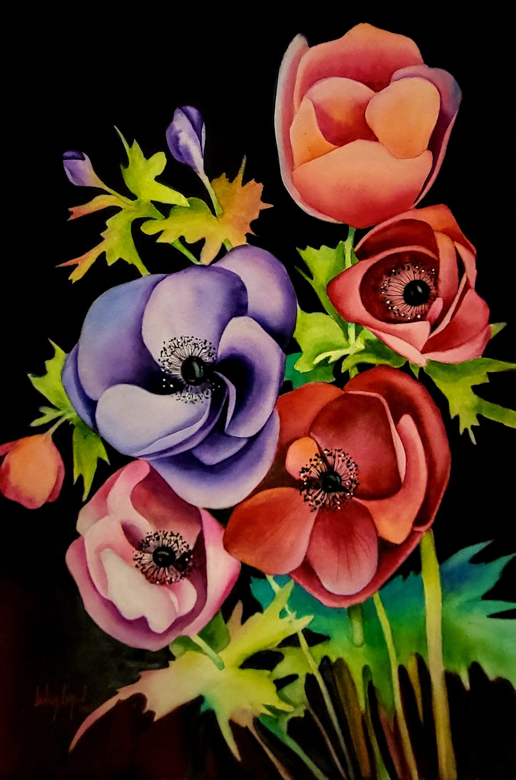 Floral “Best Friends” by Janick Lorion – watercolour on paper.