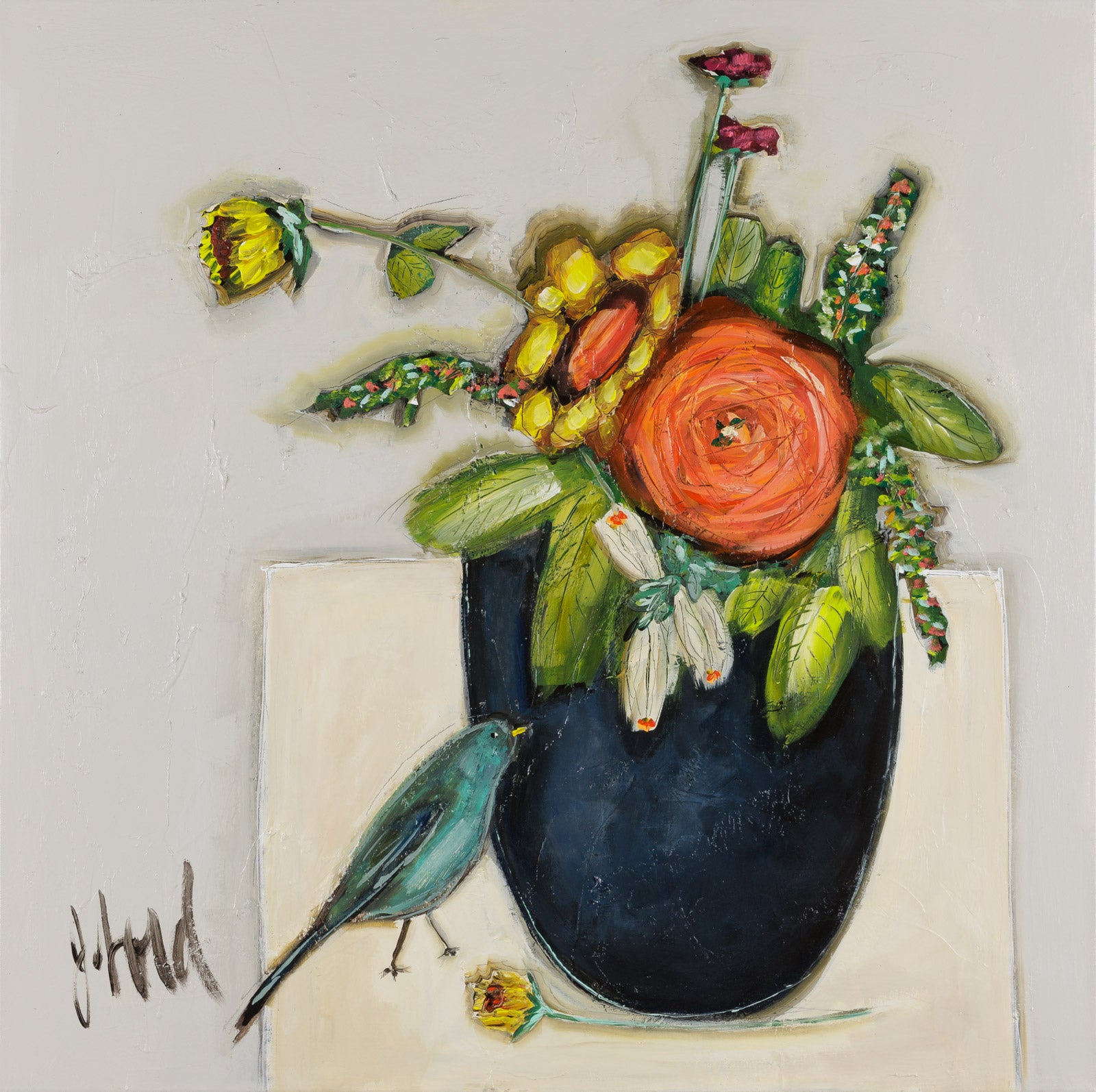 Floral “Eau Deuce” by Josee Lord – acrylic on canvas.