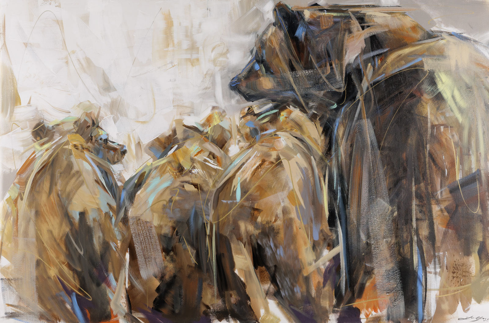Laura Stevens, "Meandering," Acrylic on Canvas, 40 x 60 in, Contemporary wildlife painting with bears