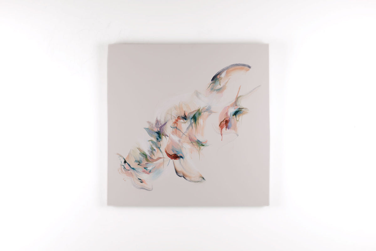 Laura Wood, "Falling In Love," full view, mixed media on canvas, 36 x 36 in