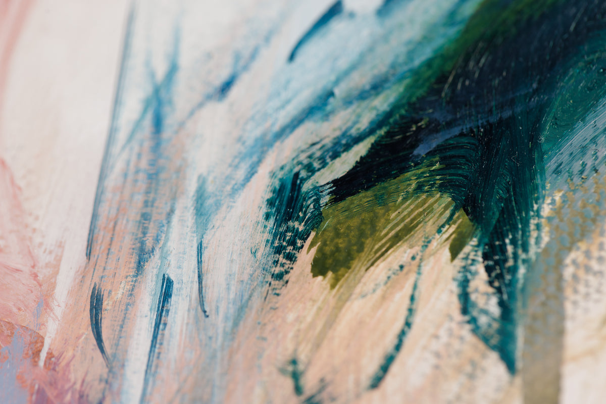 Laura Wood, "Falling In Love," detail 5, mixed media on canvas