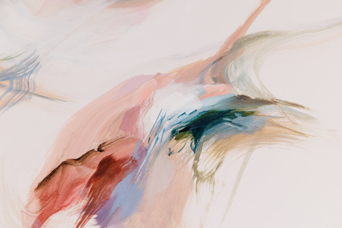 Laura Wood, "Falling In Love," detail 2, mixed media on canvas