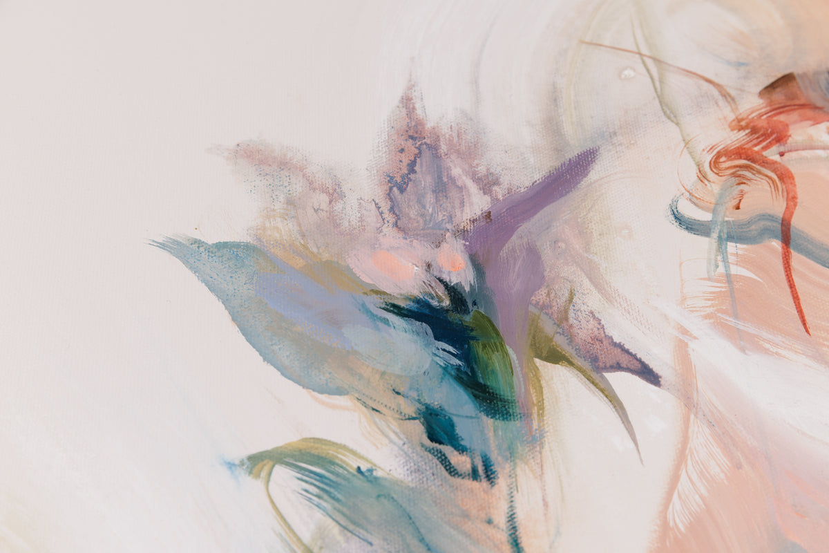 Laura Wood, "Falling In Love," detail 3, mixed media on canvas