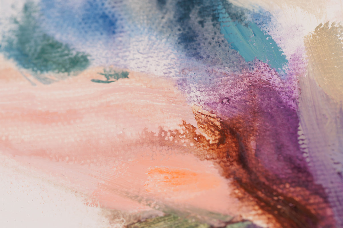 Laura Wood, "Pink Sky At Night," detail 6, mixed media on canvas