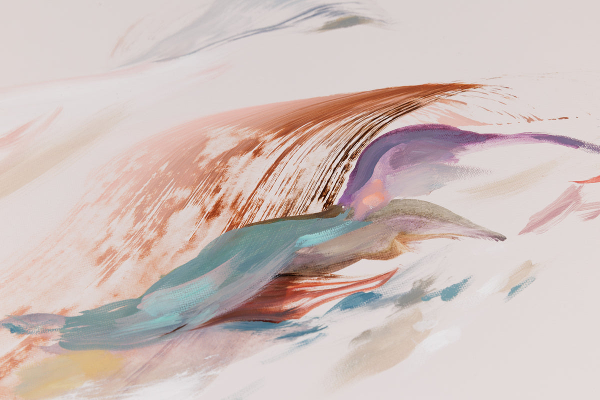 Laura Wood, "Pink Sky At Night," detail 3, mixed media on canvas