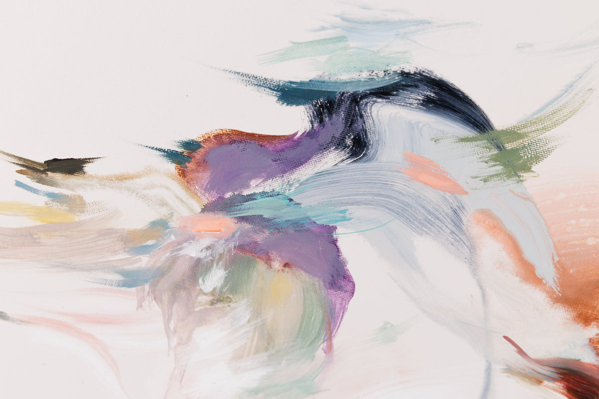 Laura Wood, "Pink Sky At Night," detail 2, mixed media on canvas