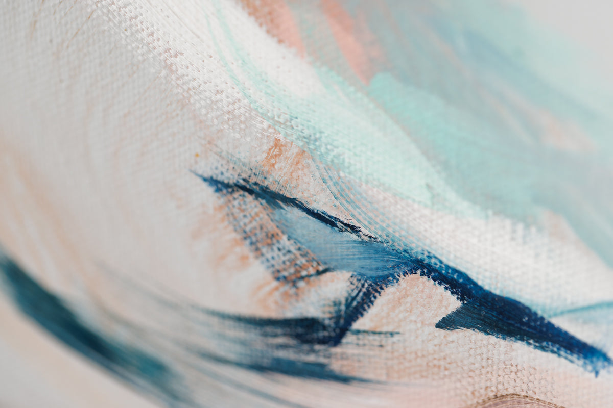 Laura Wood, "Hope Is The Thing With Feathers," detail 6, mixed media on canvas