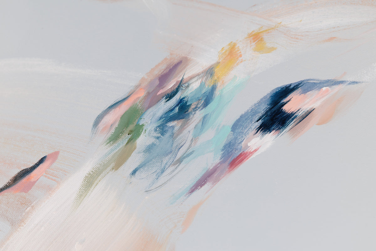 Laura Wood, "Hope Is The Thing With Feathers," detail 2, mixed media on canvas