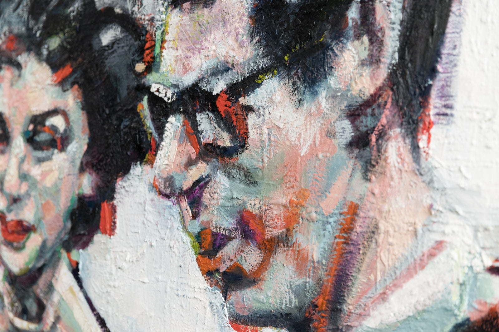 Lorena Ziraldo, "Black Tie & Red Lips," detail view, oil on canvas
