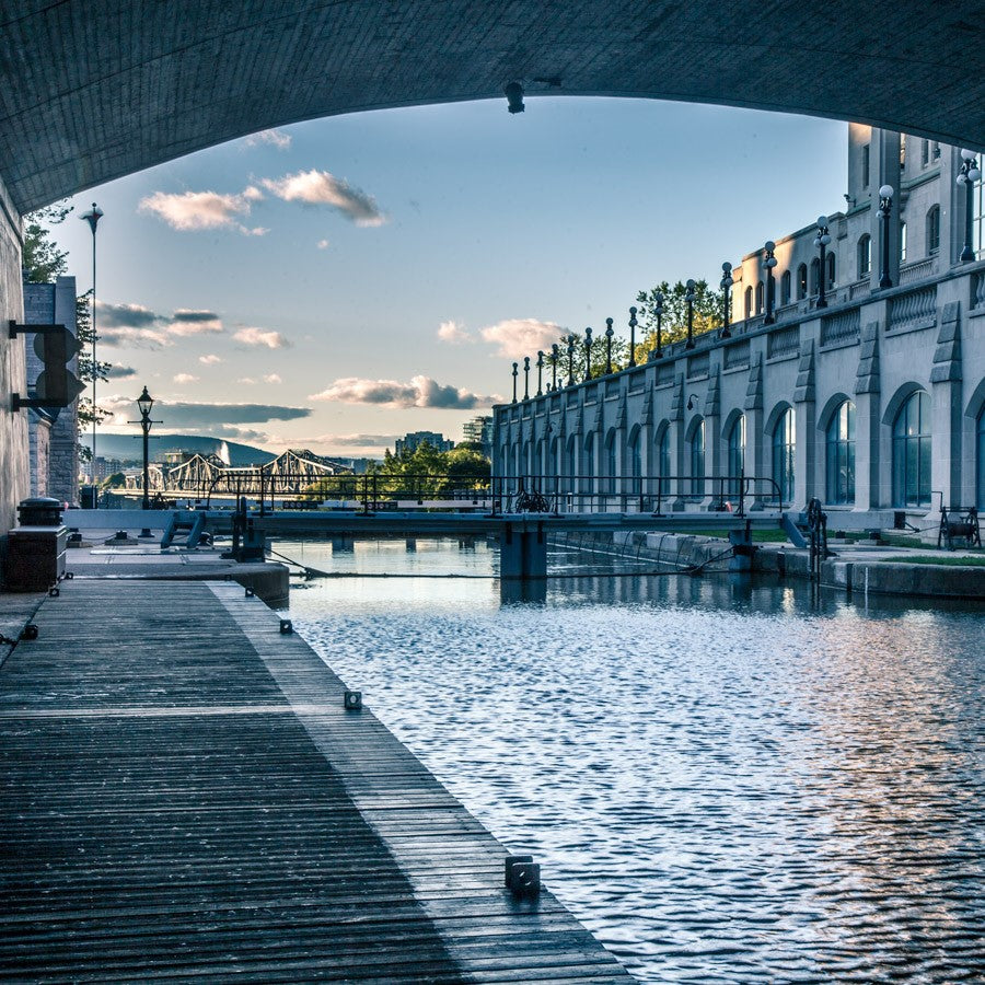 Architecture “Locks Under Bridge” by Ottawa – giclee on canvas.