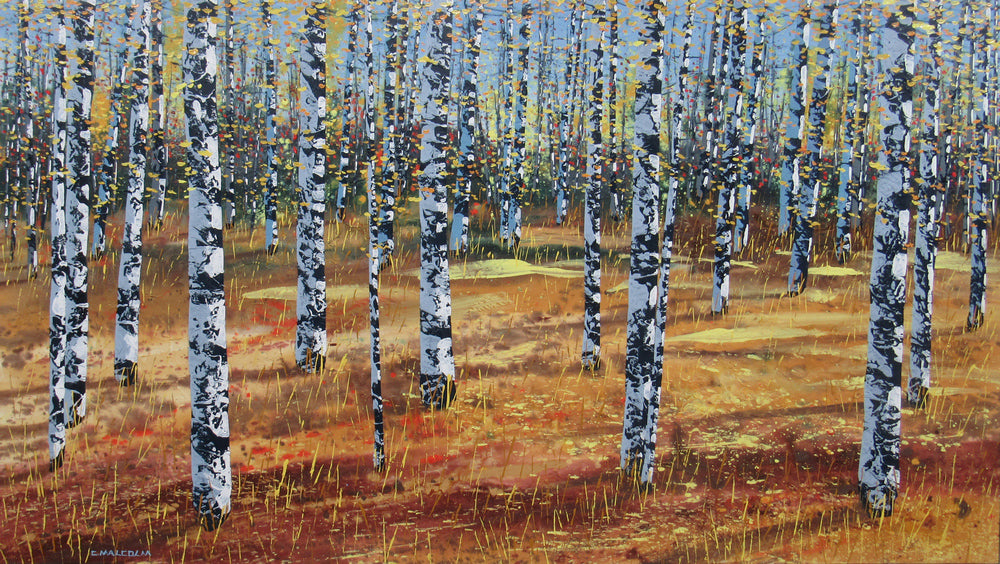 Landscape “Treescape 19522” by Carole Malcolm – acrylic on canvas.