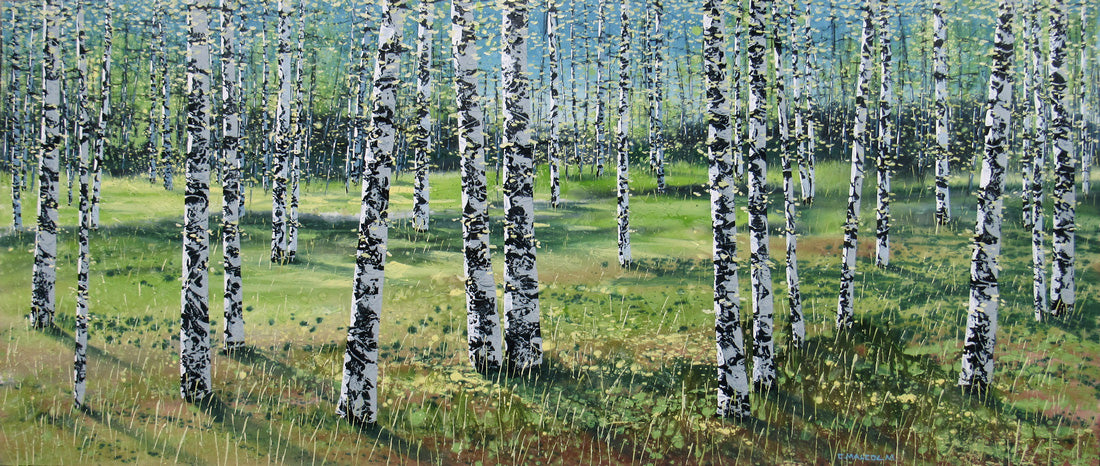Landscape “Treescape 013233” by Carole Malcolm – acrylic on canvas.