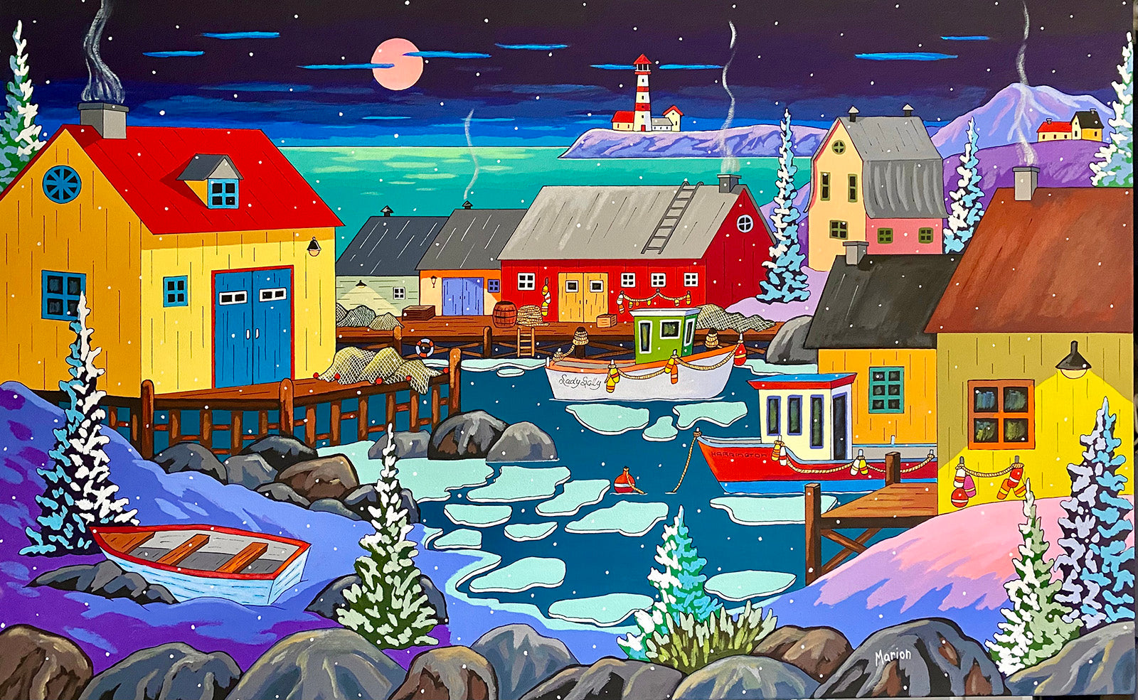 Seascape & Water “Magic Night In Maritimes” by Louise Marion – acrylic on canvas.