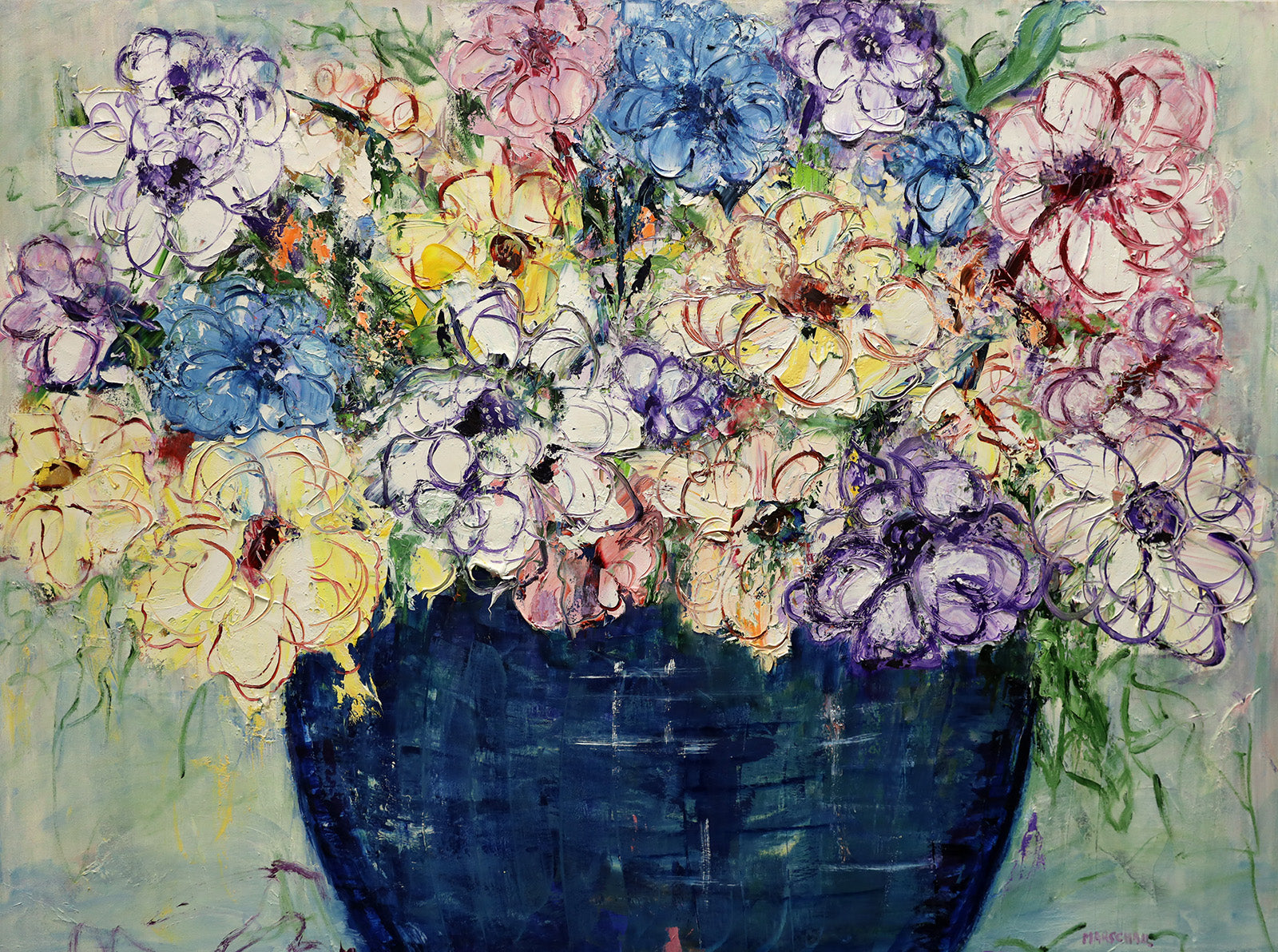 Floral “Many Moments” by Gerda Marschall – oil on canvas.