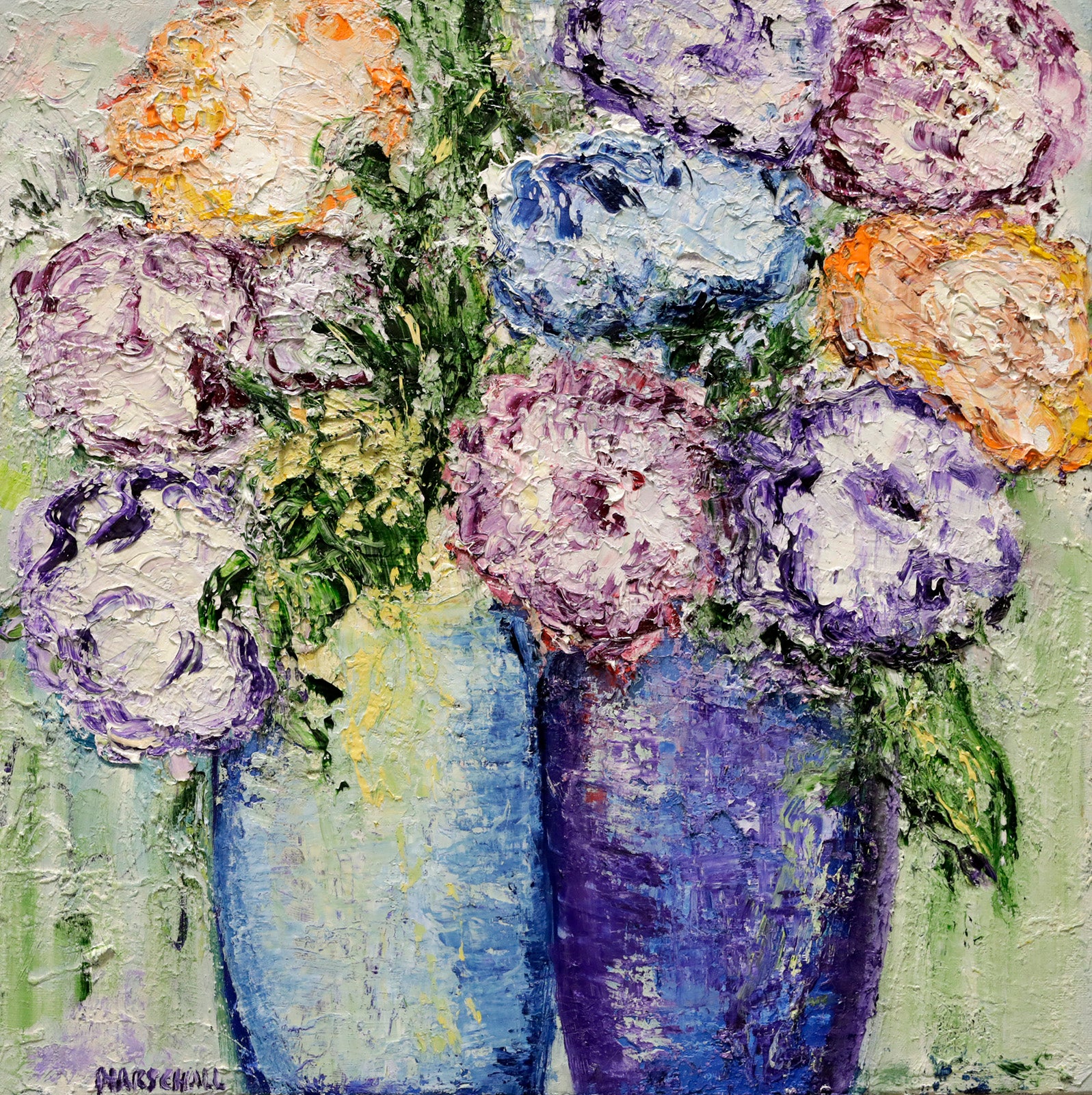 Floral “Sharing” by Gerda Marschall – oil on canvas.